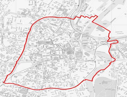 A map of a city Description automatically generated