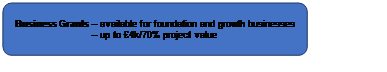 Rectangle: Rounded Corners: Business Grants &ndash; available for foundation and growth businesses &ndash; up to &pound;4k/70% project value